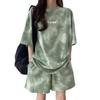 Letter Two-piece Tracksuit Large Size Summer Loose Suit Short Sleeve T-shirt Shorts  Female