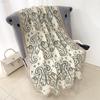 Creative elegance cotton and linen scarf femininity high sense abstract style printing with shawl
