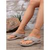 Women's Fashion Slip-On Flip Flops, Floral Decor Flat Sandals, Comfort PU Sole Casual Shoes for All Seasons