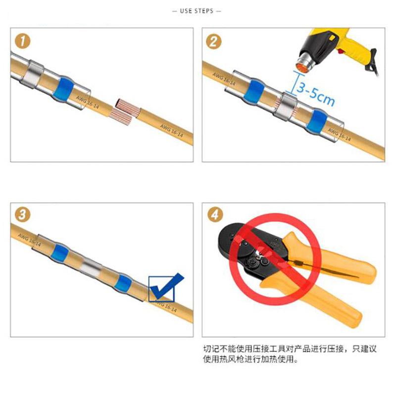 Waterproof Solder Seal Heat Shrink Butt Stress-free Wire Connectors Terminals Electrical Copper with Soldering Sleeve