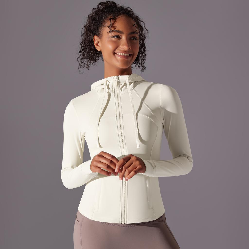 Outdoor Sun Protection Clothes, Tight Fitting Sports Running Fitness Tops, Yoga Clothes, UV Resistant Breathable Hooded Zipper Jacket