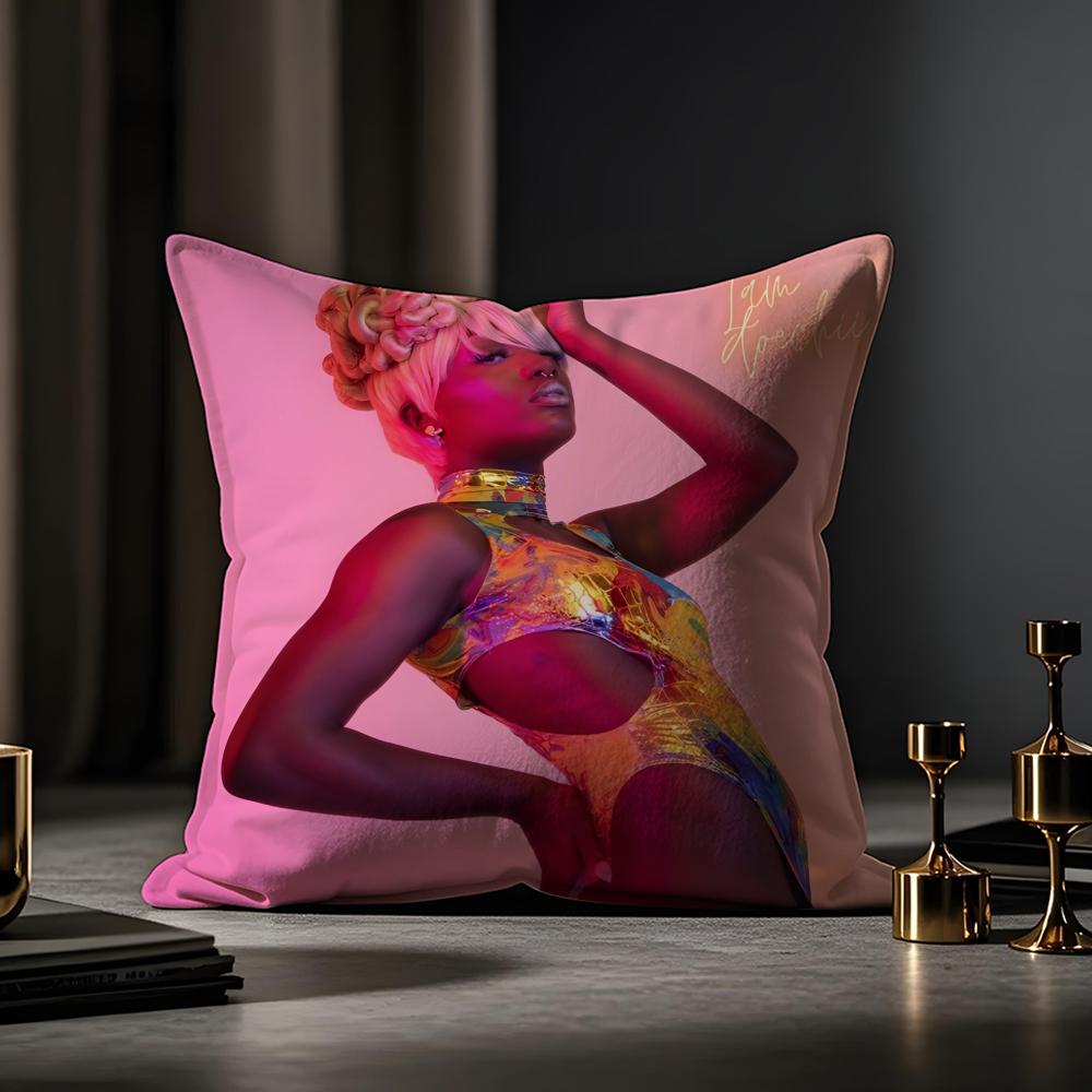 Doechii Album Cushion Cover Anti-dustmite Pillowcase Invisible Zipper Silky Short Plush Sofa Cushion Cover