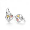 CAOSHI Aesthetic Silver Color Dangle Earrings for Women Hollow Tricolor Rose Flower Design Jewelry Accessories for Wedding Party