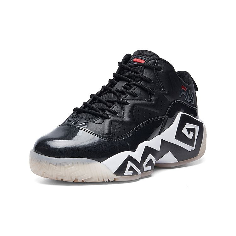 Fila MB1 PU Esportivos Confortáveis Absorção de Choque Resistente ao Desgaste Respiráveis Cano Baixo Retro Tênis de Basquete Feminino Preto F12W041201FII