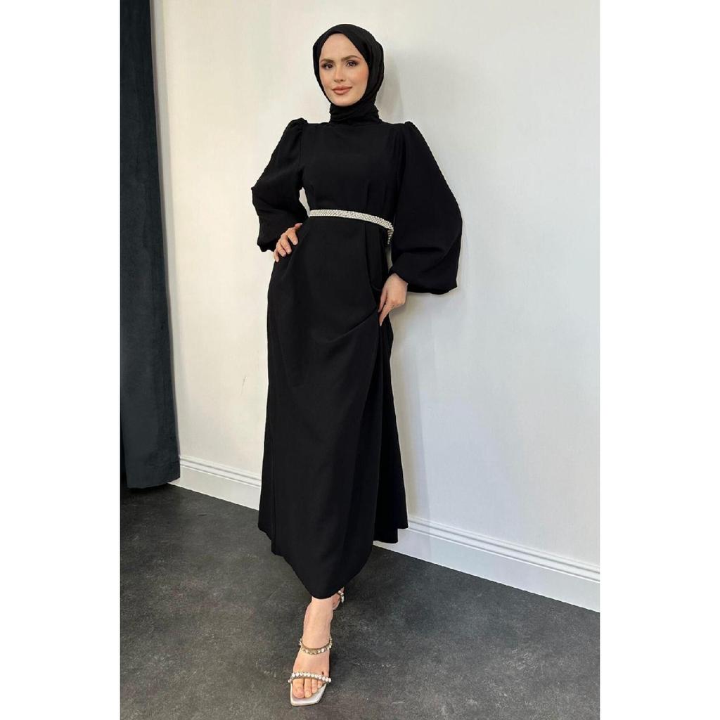 Jessica Balloon Sleeve Evening Dress Red