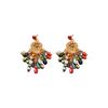 High-End Silver Needle Crystal Tassel Earrings: Diamond Inlaid Floral Retro Ethnic Style