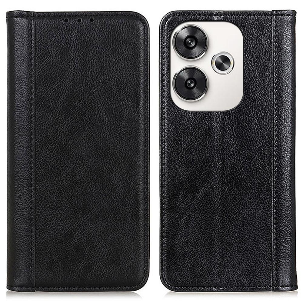 

For Xiaomi Poco F6 5G/Redmi Turbo 3 5G Split Leather Flip Phone Cover Wholesale Wallet Mobile Phone Cases Black