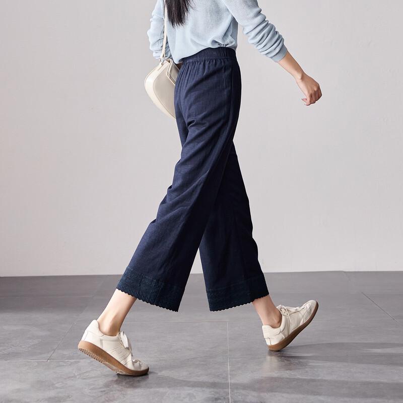 SOFSIL Women s High-Waisted Wide-Leg Crop Pants M