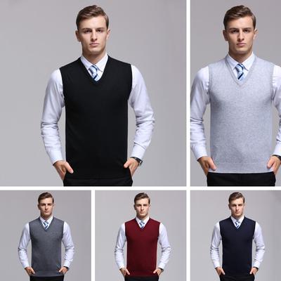 Spring Men's Cashmere Vest V-neck Business Fashion Comfortable Plus Size Sweater