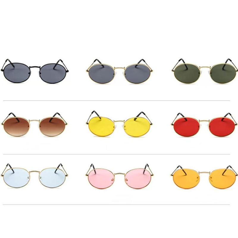 Metal Small Frame Oval Shape Sunglasses Women Brand Designer Fashion Sun Glasses Lady Outdoor Travel Eyewear UV400