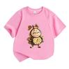Kids Boys Girls 100% Cotton Crew Neck Short Sleeve T-Shirt, Cute Cartoon Clock Girl Printed Casual Soft Tee for Daily Wear