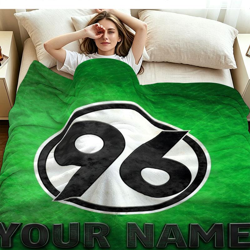 1 Peça Cobertor de Flanela com Padrão de Nome Personalizado do Hannover 96 Adequado para Todas as Estações para Decoração de Casa Calor e Conforto Presentes Presente de Feriado