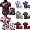 Hawaiian Beach Flower Shirt Short Sleeve Men's Large Size Shirt Shorts Printed Two-piece Suit