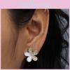 Jewelry Gift For Women Summer 2021 Floral Metal Earrings With Sparkling Detail
