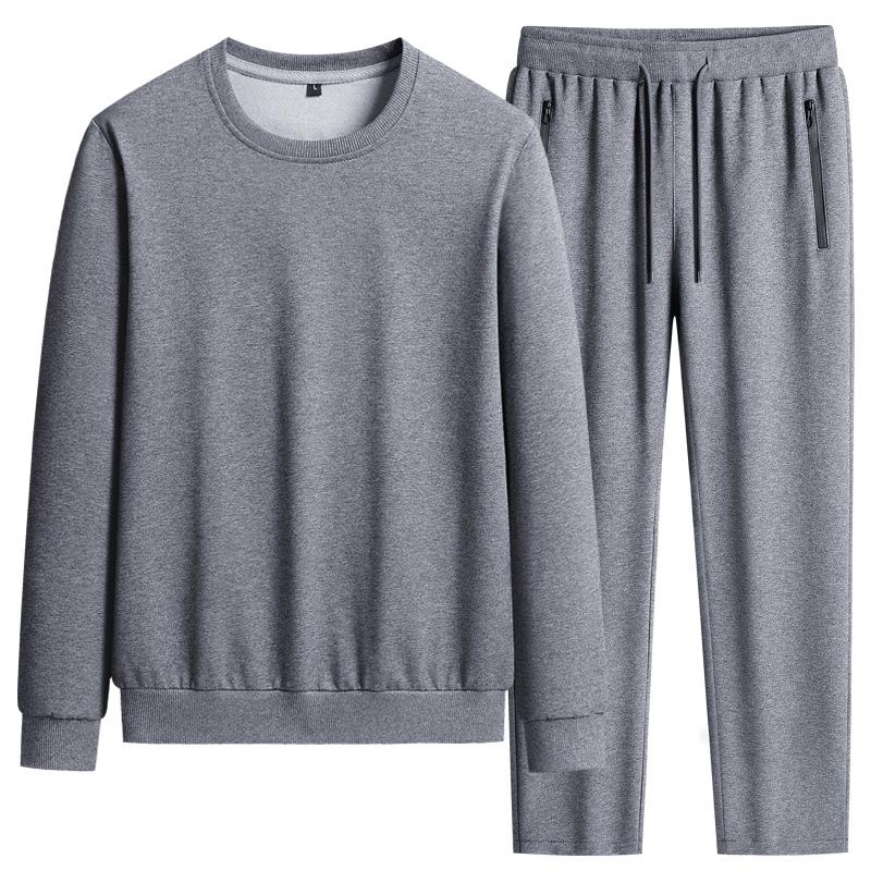 Autumn Large Size Casual Sports Suit Fashion Men's Long Sleeve Round Neck Loose Sweater Two Piece Set