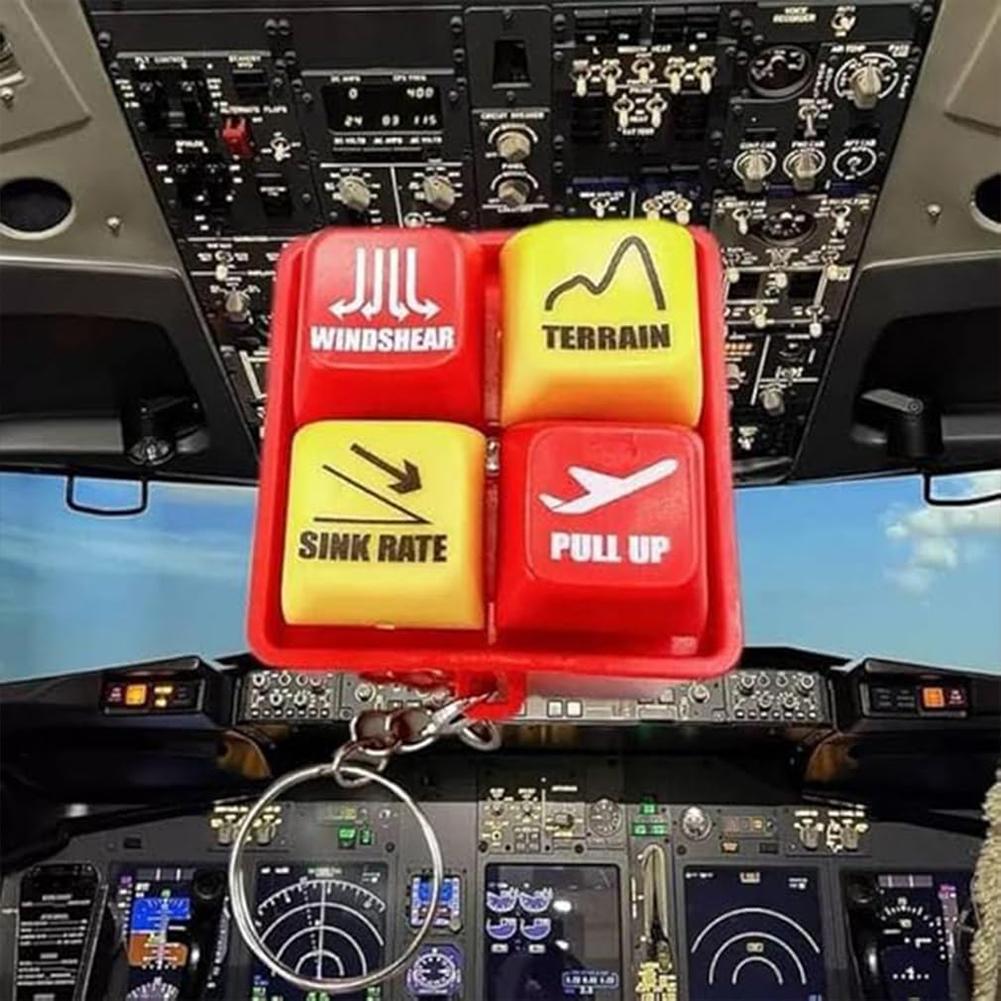 Nový Boeing 737 Zvukový varovný simulátor Blikající zvukový alarm Klíčenka Letadlo Tlačítko nouzového upozornění Klíčenka Dekorace do auta