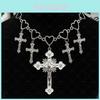 Bohemian Heart Cross Necklace With Geometric Alloy Pendant For Women