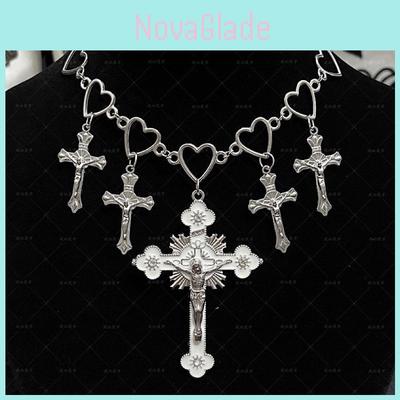 Bohemian Heart Cross Necklace With Geometric Alloy Pendant For Women