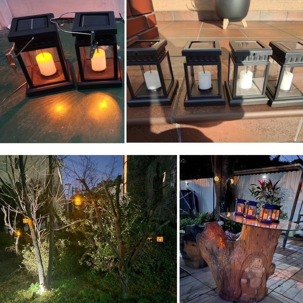 Solar Hanging Candle Lantern Warm Yellow LED Waterproof Outdoor Decorative Light for Garden Terrace Balcony Lawn Pathway Decoration