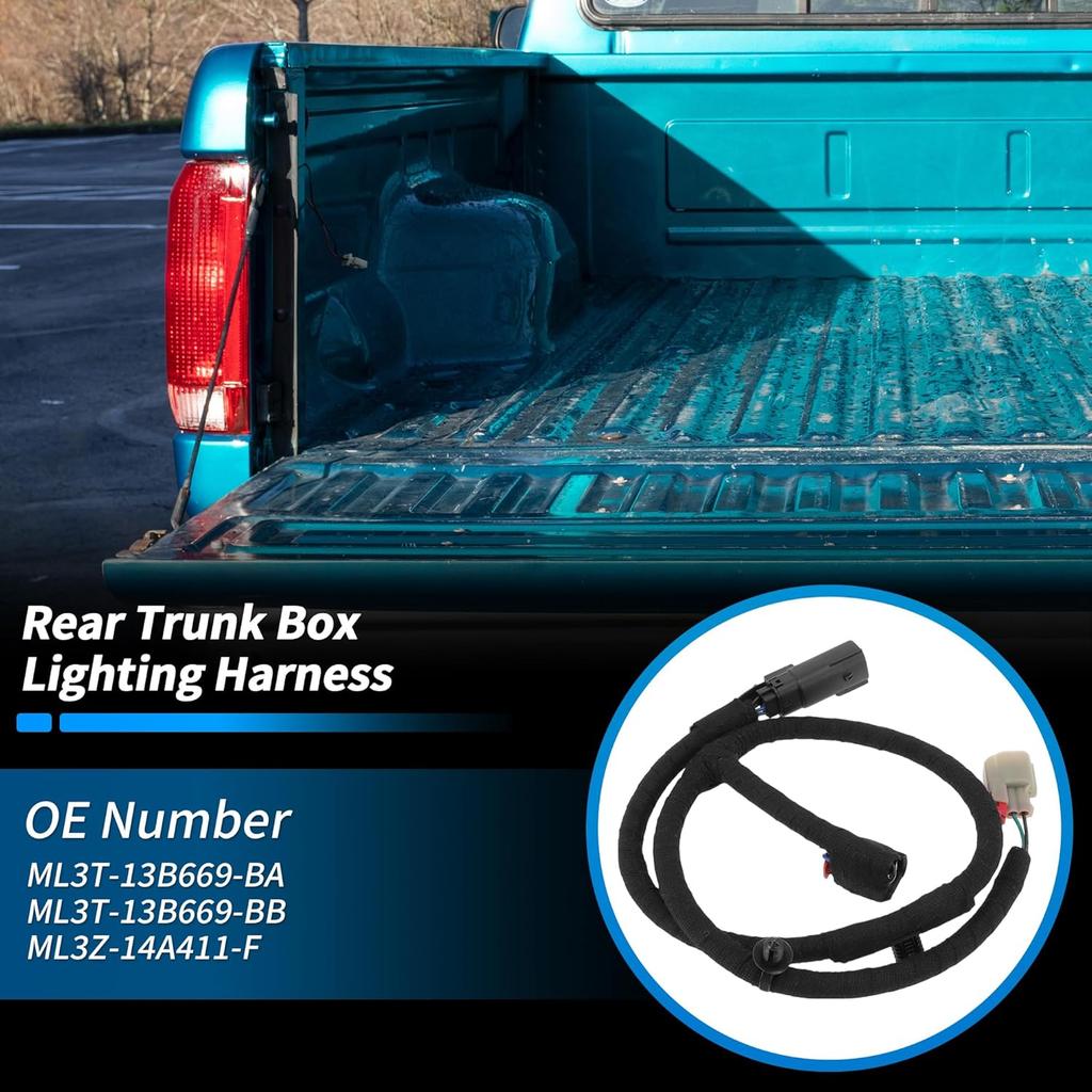 No.ML3Z-14A411-F Driver Side Bed Lamp Wiring Harness Jumper Assembly for Ford F-150 2021-2023 Rear Trunk/Cargo Box Lighting Harness