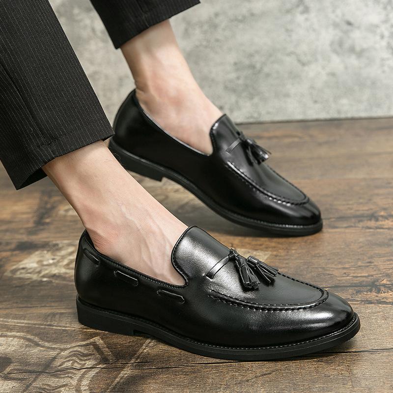 Autumn fringed loafers versatile youth suit Doudou leather shoes men's Korean version of British men's shoes best man shoes tide
