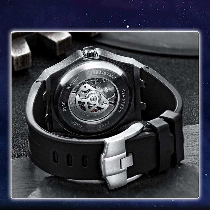 Rhinestone Set Bezel Design Men Automatic Steel Mechanical Watch Tourbillon Luminous Waterproof Men's Wrist Watch