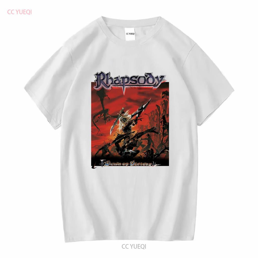 Vintage 2000 Rhapsody of Fire T Shirt Dawn Victory Long Sleeves Vintage Washed Designer Clothes Homme Casual Stylish