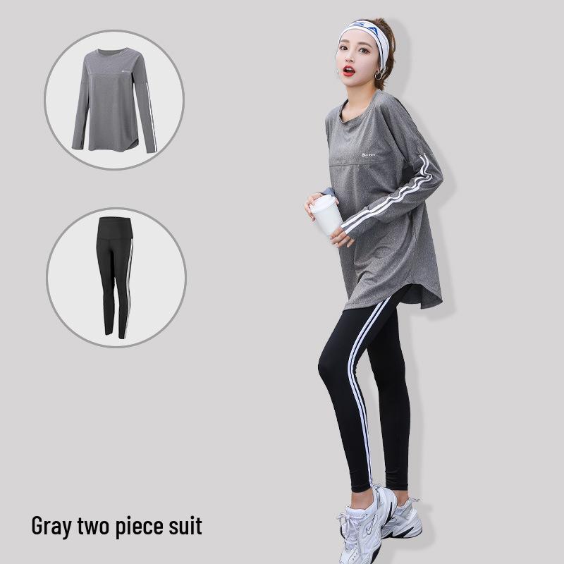 

Женский комплект для йоги и фитнеса больших размеров с быстрой сушкой - Осень/Зима, с длинным рукавом, свободного кроя M