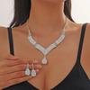 2Pcs Fashionable Rhinestones Necklaces Earrings Jewelry Set Women'S Wedding Accessories Gift