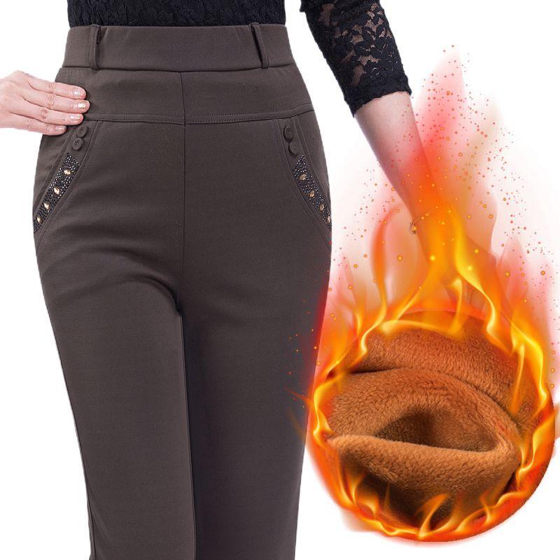 Women's Autumn and Winter New Patchwork Button Pocket Lace Solid High Waisted Fashion Commuting Loose Straight Leg Pants