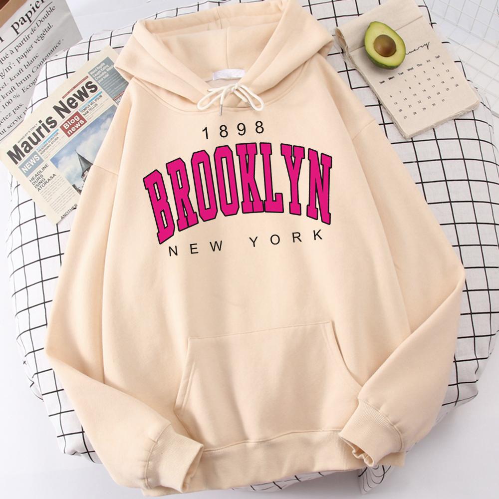 

1898 Brooklyn New York Мужская толстовка с принтом Классическая шикарная уличная одежда Harajuku Качественные толстовки с графикой Повседневная мужская толстовка с заниженным плечом