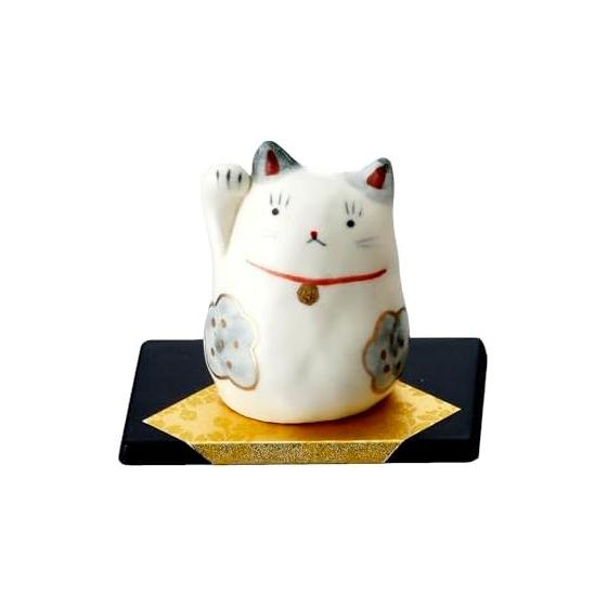 Craftsman House Good Luck Hand Painted Lucky Cat (Blue Flower) Made in Japan
