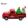 Red Truck Figurine Christmas Pickup Figurine, Vintage Car Statue with Santa Claus, Holiday Ornament Tree, Snowman, Miniature Alloy Vehicle for