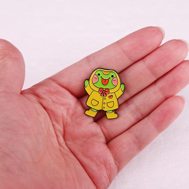 Frog Raincoat Brooch - Cute Animal Badge Accessory