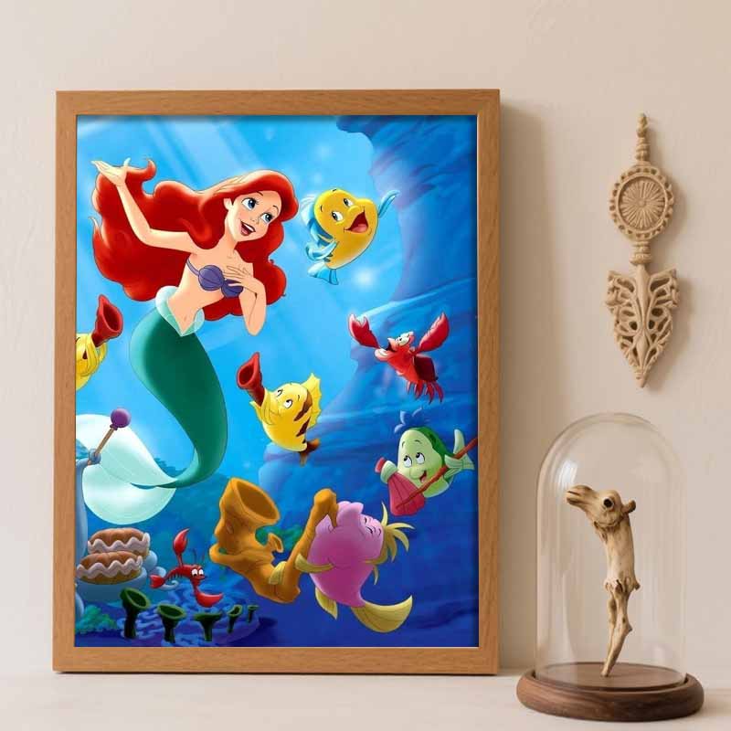 Disney Diamond Painting 5D DIY The Little Mermaid Diamond Painting Art Diamond Painting Kit Adult/Beginner Gift Idea Home Decor Round 20x30cm