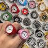 Anillos de Reloj Mini Punk Vintage Correa de Aleación Relojes de Moda Anillo Anillos de Pareja para Hombres y Mujeres Joyería Reloj Anillos de Reloj de Cuarzo Romanos