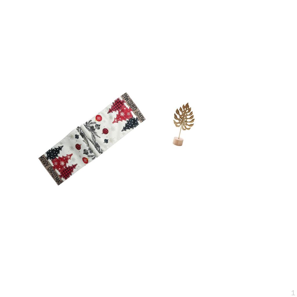 Festive Winter Table Runner with Leaf Shaped Metal Sculpture Creative Nordic Ornament for Holiday