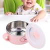 Baby Children Bowl Cartoon 304 Stainless Steel Rice Feeding Bowl with Lid TablewarePink