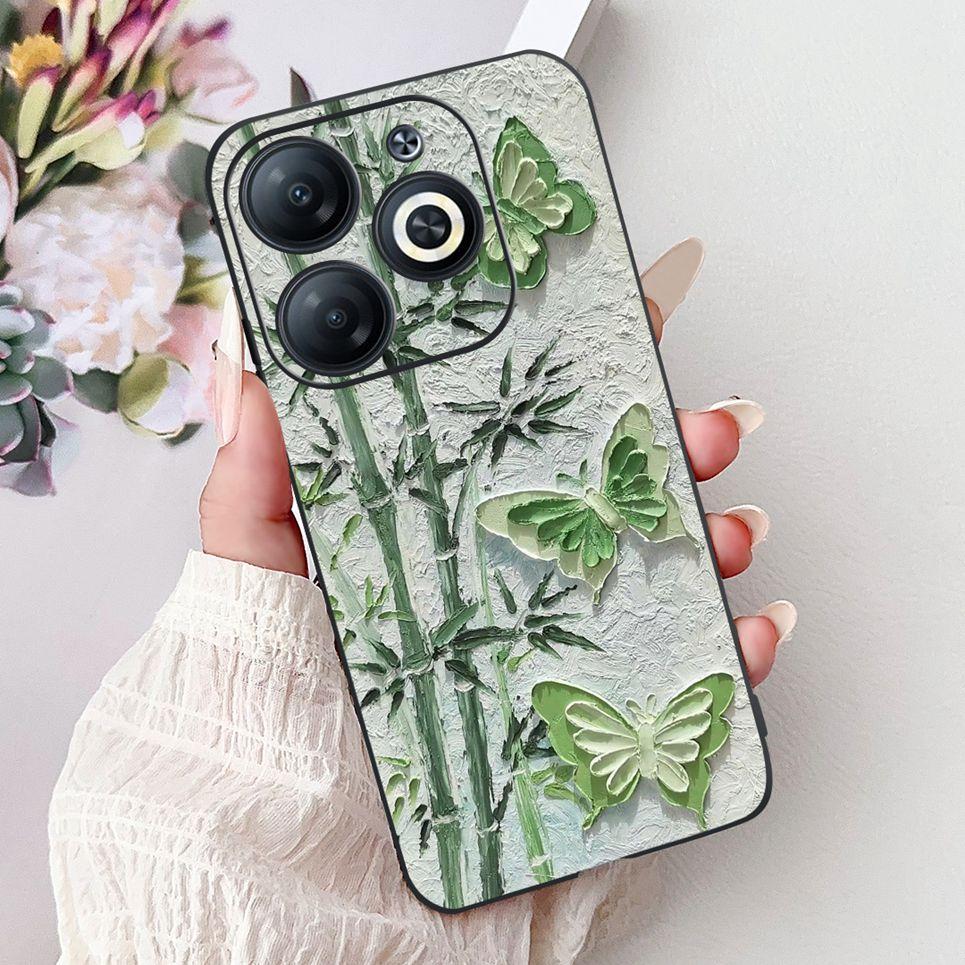 Cover For Infinix Smart 8 X6525 Back Casing Smart8 Colorful Butterfly Flower Luxury Painting Phone Case Transparent Soft TPU