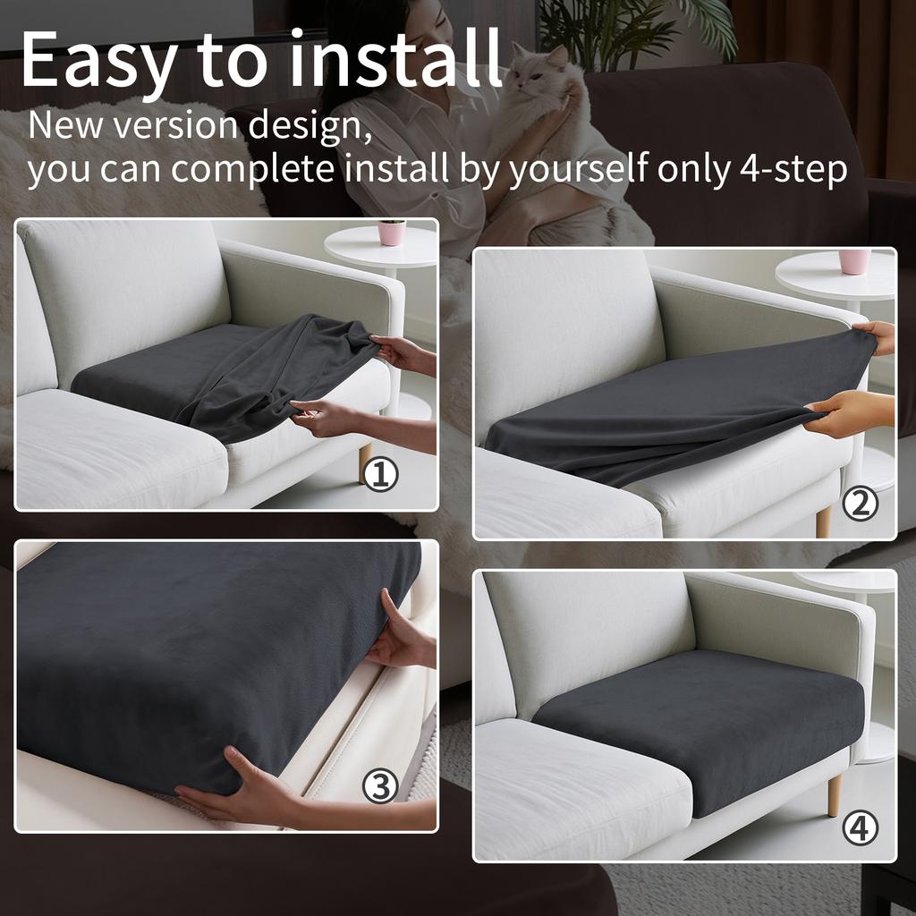 Velvet Sofa Cushion Covers for Living Room Plush Sofa Seat Cover Soft Stretch Sofas Couch Slipcover Furniture Protector