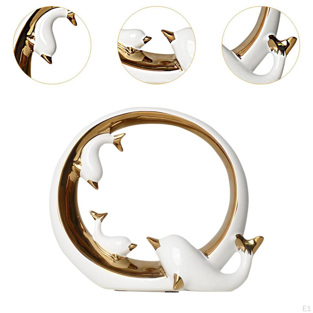 Keramik Delfine Statue Schreibtisch Sammlung Handwerk Regal Dekoration Tischplatte Ornament für Wohnzimmer
