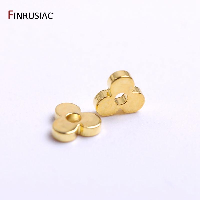 5 Types Flat Beads 14K Gold Plated Brass Smooth Spacer Beads For DIY High Quality Jewelry Making Accessories Wholesale