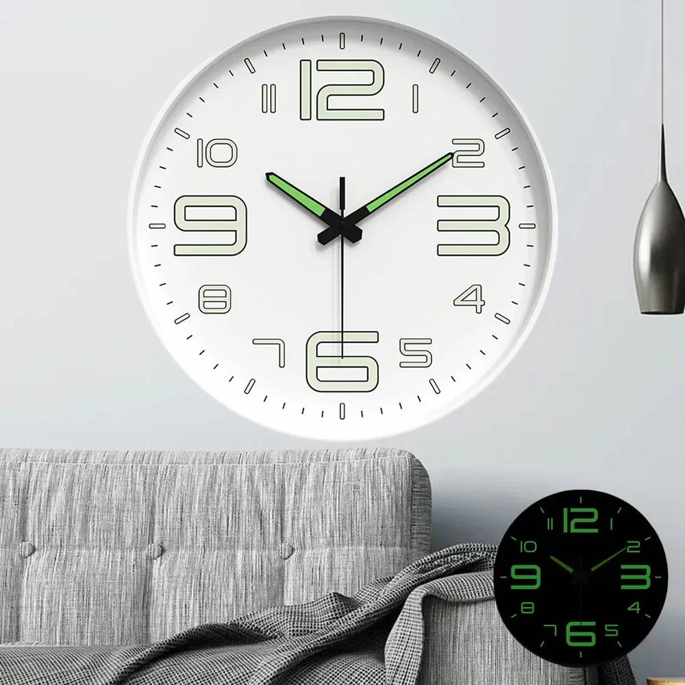 10 Inch Circular Minimalist and Fashionable Luminous Wall Clock Living Room Decoration Silent and Punch Free Wall Clock 3d