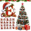 Red Initials Christmas Ornaments 2D Acrylic Personalized Gnomes Monogram Pendant with Santa Hat 26 Letters Christmas Tree Hanging Decoration