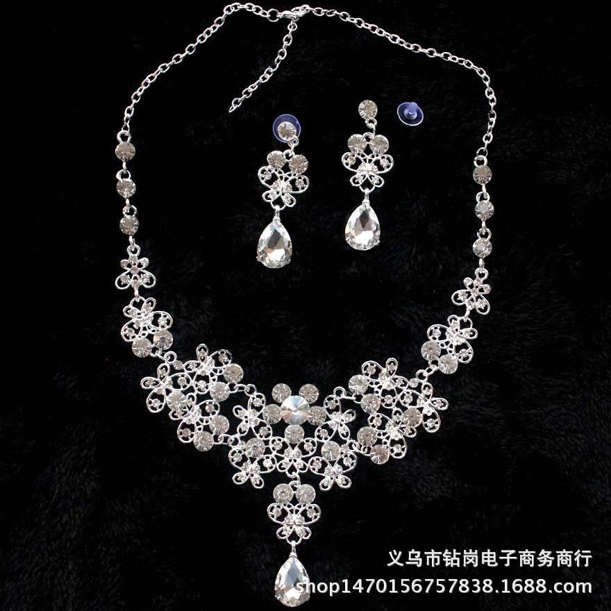 New Bridal Necklace Crown Wedding Accessories Butterfly Set Decorations Three-piece Set