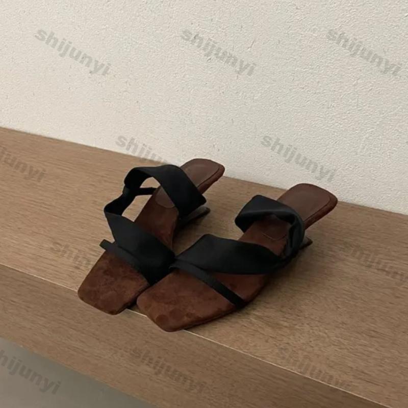 Fashion Women's Sandals 2025 Summer New Outdoor Fashion Lightweight Slip On Slippers Luxury Comfortable Sexy Elegant Medium Heel Shoes