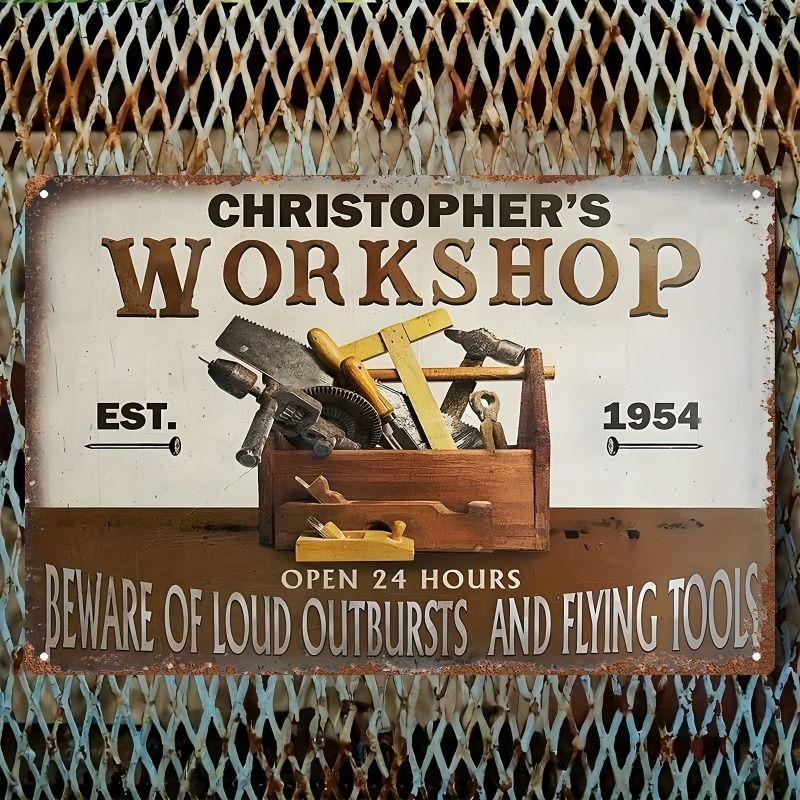 Vintage Garden Tools Metal Painting for Balcony Garage & Garden Decor