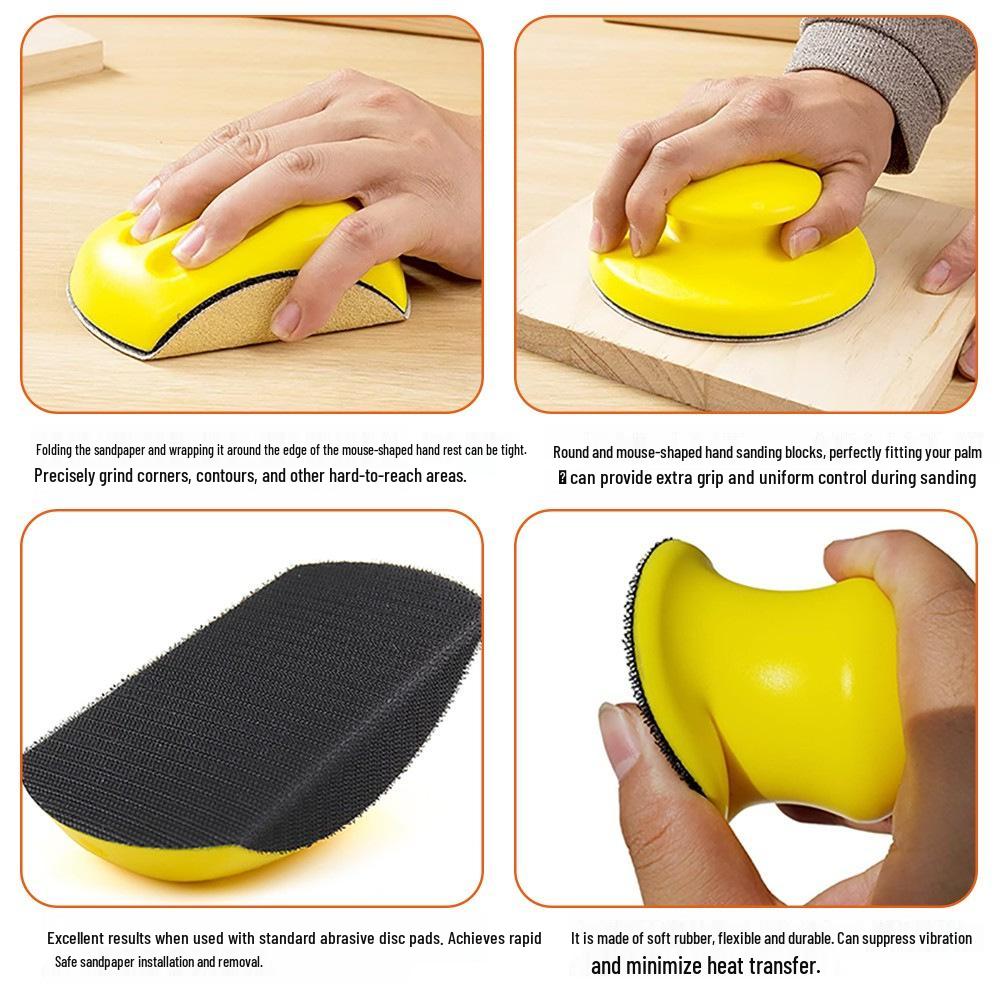 5-Piece Velcro Round Mouse-Shaped Sanding Blocks for Wood Furniture & Crafts Repair