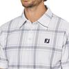 FootJoy Herren Weißes Karomuster Kurzarm Piqué Golfshirt, Größe M (FJ-S25-S04, 34682-M)