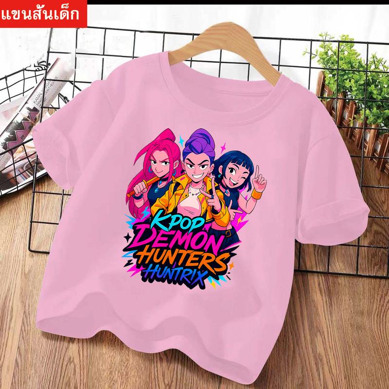 2025 Sommer Kpop Dämonenjäger T-Shirt Kinder Cartoon Anime Meme Druck Kleidung Rundhals Basic Jungen Oberteile Lässige Hemden Geschenk